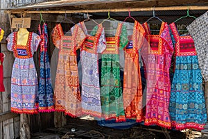 Authentic Hmong clothing at local market in Northern Thailand