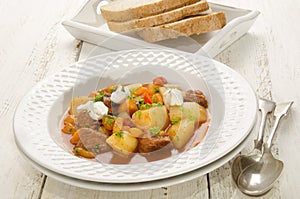 Authentic hungarian goulash on a plate