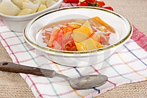 Authentic hungarian letcho in a bowl