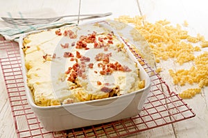 Authentic hungarian noodle casserole on a cooling rack