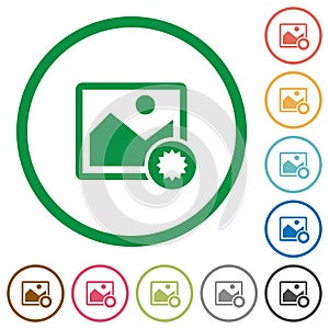 Authentic image flat icons with outlines