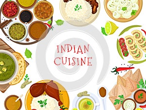 Authentic indian food, original delicious taste banner, flat vector illustration. Spicy asian foodstuff, piquant flavor