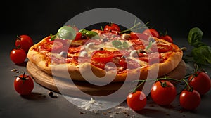 Authentic Italian Flavors in a Delicious Margherita Pizza Ultra-Detailed Food Photography. Generative AI