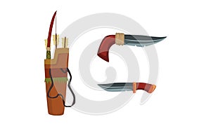 Authentic Items and Tools of Native American Indians Vector Set