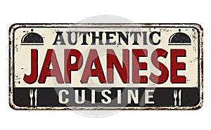 Authentic japanese cuisine vintage rusty metal sign