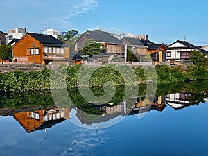 Authentic Japanese Houses on river at Higashi Chaya , Kanazawa, Ishikawa, Japan