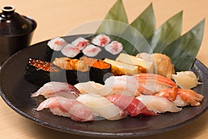 Authentic Japanese sushi with fresh raw fish