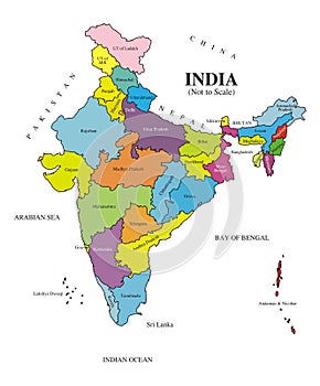 Authentic Map India [Labeled] updated 2019 photo