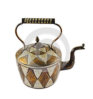 Authentic metal teapot vessel isolated