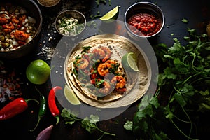 Authentic Mexican Homemade Tacos. AI Generated