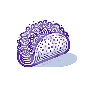 Authentic Mexican Taco Delight. Vibrant Illustration of a Classic Taco with Traditional Ingredients