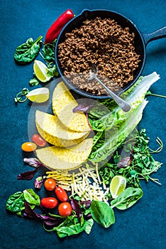 Authentic Mexican tacos ingredients