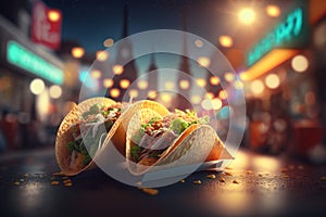 Authentic mexican tacos. Street style tacos Generative AI illustration