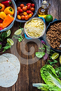 Authentic mexican tortillas ingredients on table