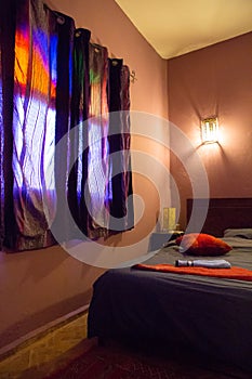 Authentic Moroccan bedroom in traditional riad