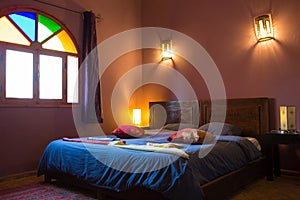 Authentic Moroccan bedroom in traditional riad photo