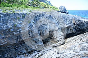 authentic mountain marble stone on carribbean beach