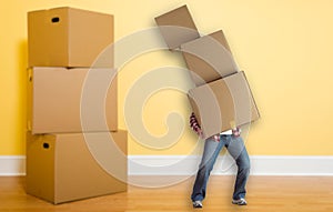 authentic moving, on the move, house ad and sale, cardboard boxes with stuff background, relocation season, own home.