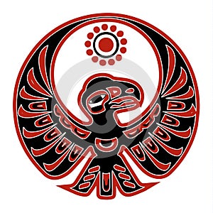 Authentic native american black-red eagle