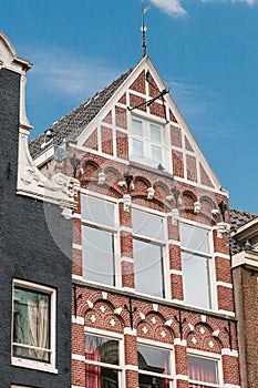 Authentic old houses on Red Light Street in Amsterdam.