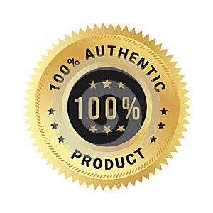 Authentic product label, 100 percent Authentic product vector logo, badges