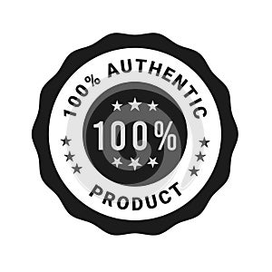 Authentic product label, 100 percent Authentic product vector logo, badges