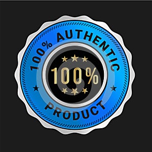 Authentic product label, 100 percent Authentic product vector logo, badges