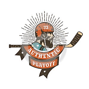 Authentic retro hockey playoff logo