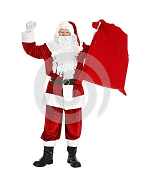 Authentic Santa Claus with bag full of gifts