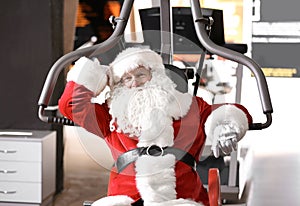 Authentic Santa Claus resting after exercise