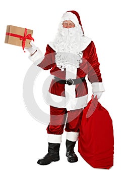 Authentic Santa Claus with sack and gifts