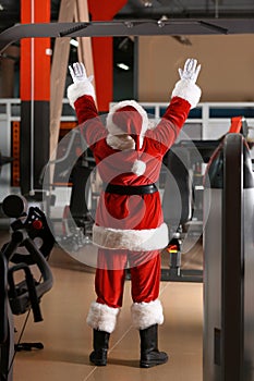 Authentic Santa Claus training in gym