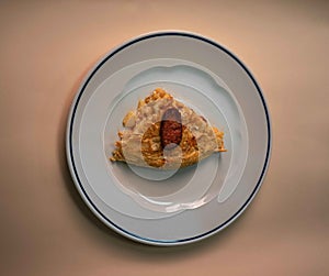 Authentic Spanish Delight, Chistorra-infused Potato Omelet, a type of traditional chorizo