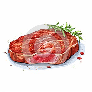 Authentic Steak Dinner: Vector Illustration Of Meat Steak