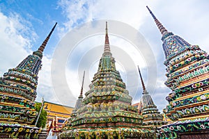 Authentic Thai Architecture in Wat Pho at Bangkok of Thailand
