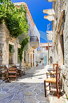 Authentic traditional Greece - cute street tavernas, Naxos island