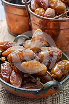 Authentic Tunisian Deglet Nour dried dates with soft honey-like taste photo