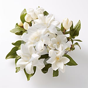 Autentický bílý magnólie květiny tlustý a symetrický uspořádání 