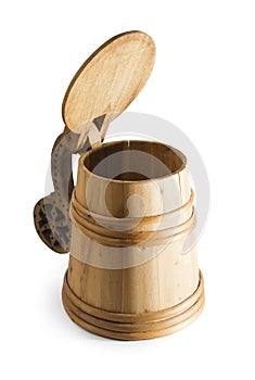 Authentic wooden rustic beer mug tankard