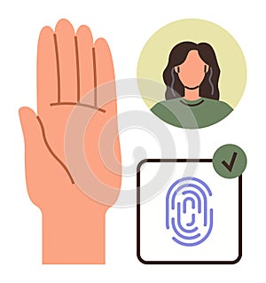 Authentication Concept with Hand, Fingerprint, and Verified User Profile