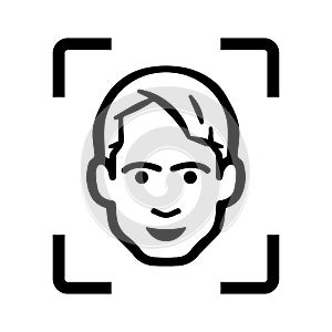 Authentication, face, scan icon. Black vector graphics