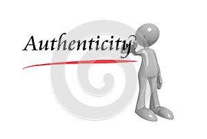 Authenticity word with man
