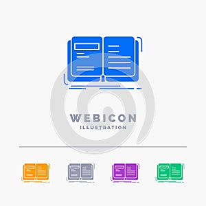Author, book, open, story, storytelling 5 Color Glyph Web Icon Template isolated on white. Vector illustration