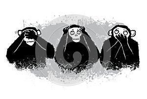 The author's illustration. Three monkeys.