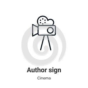 Author sign outline vector icon. Thin line black author sign icon, flat vector simple element illustration from editable cinema