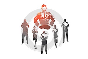 Authoritarian boss, work, dictator, leader, pressure concept. Hand drawn isolated vector. photo