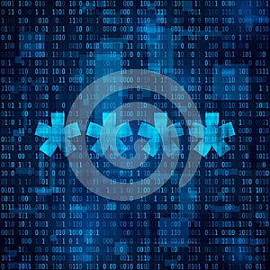 Authorization concept, password. Vector background. Binary code