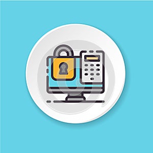 Authorization login with password color icon. Lock computer - data security concept.