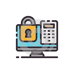 Authorization login with password. Vector color icon.