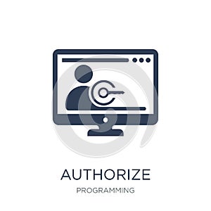 Authorize icon. Trendy flat vector Authorize icon on white background from Programming collection